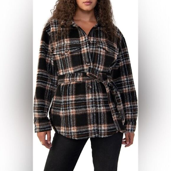 NEW SANCTUARY shay shacket in essex plaid  jacket, coat size XXL - Picture 8 of 11